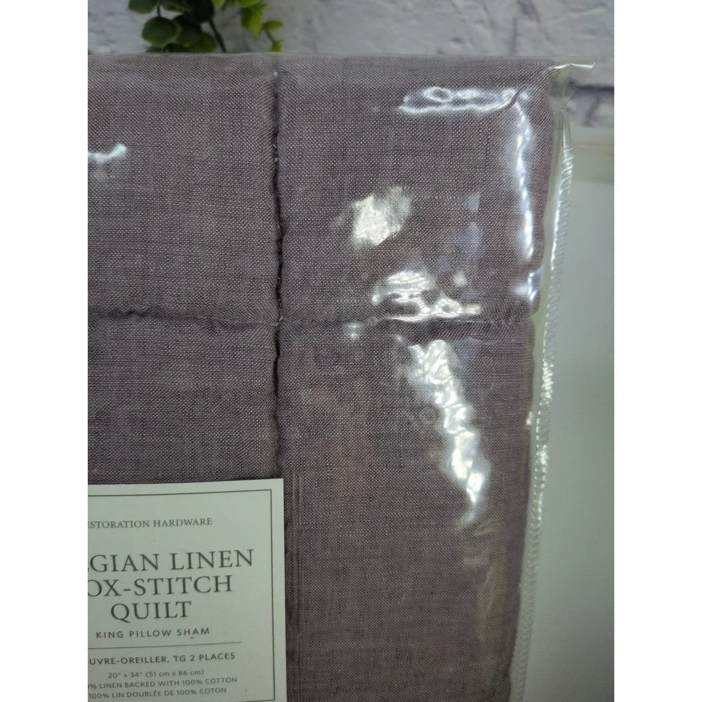 SEALED NEW🚨Restoration Hardware Belgian Linen BOX-Stitch Quilt King Pillow Sham